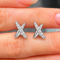 Silver Kiss Polished Pavé Stud Earrings | Ania Haie