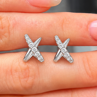 Silver Kiss Polished Pavé Stud Earrings | Ania Haie