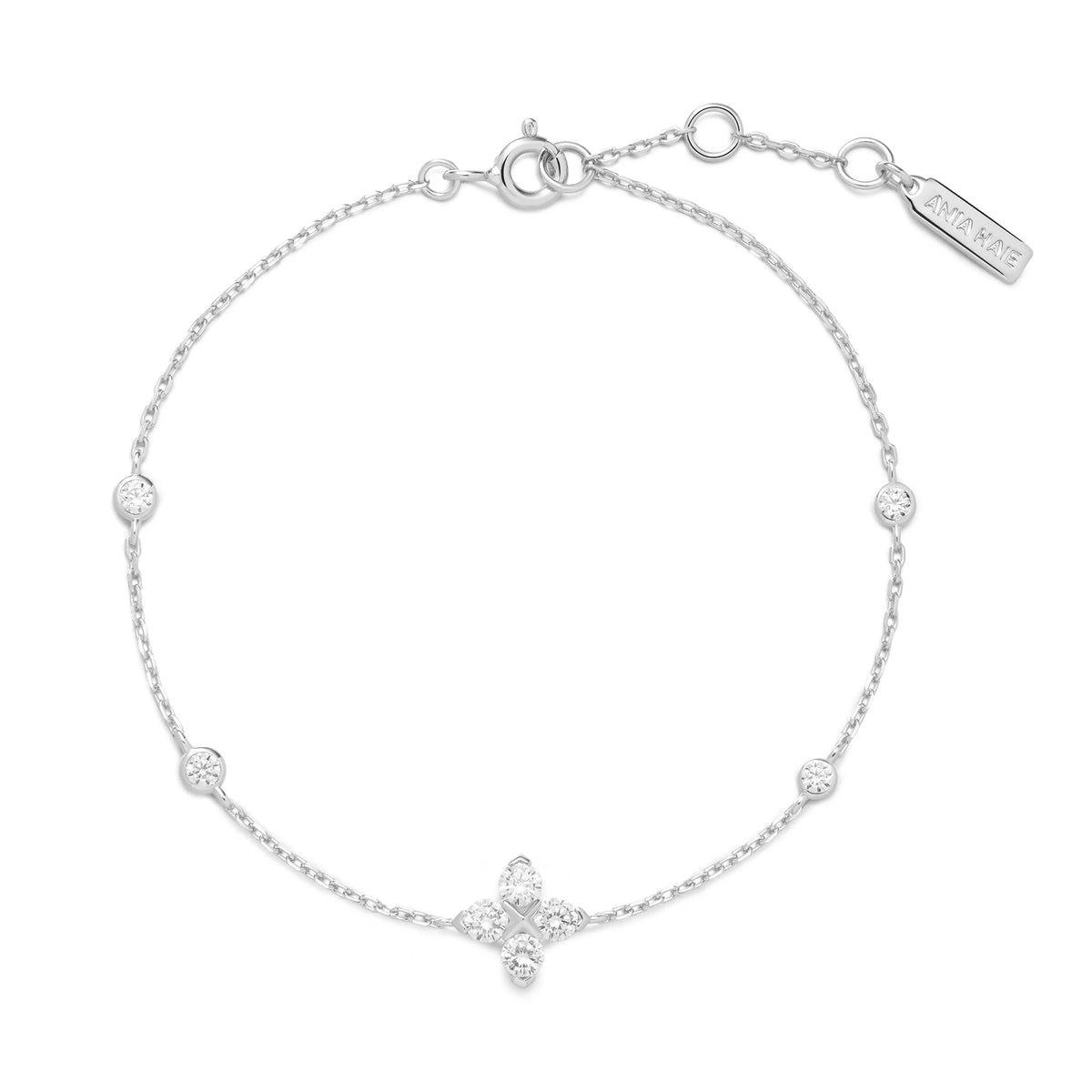 Lucky Clover Sterling Silver Cubic Zirconia Bracelet | Ania Haie