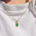 Emerald and Diamond 9ct Yellow Gold Necklace
