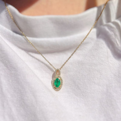Emerald and Diamond 9ct Yellow Gold Necklace