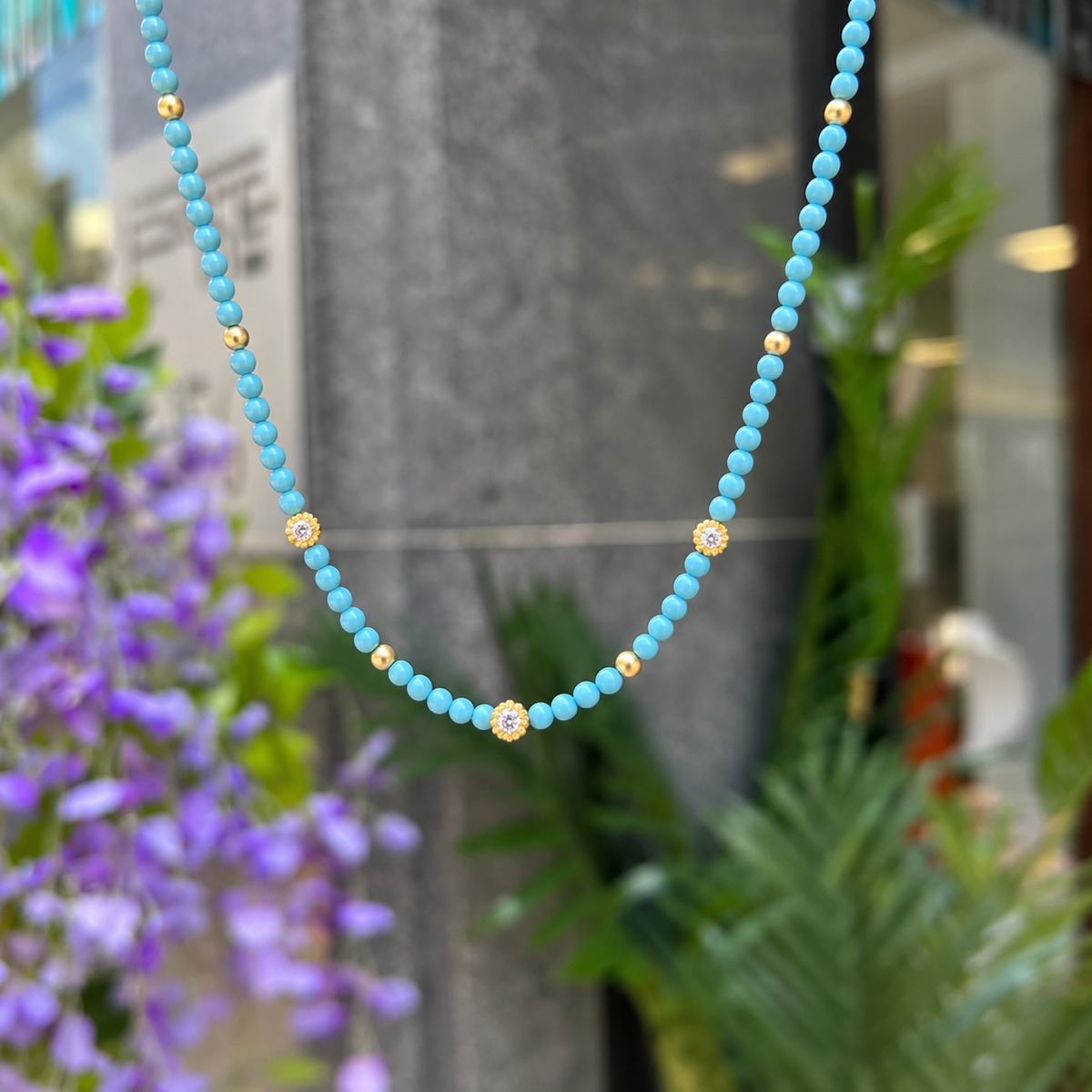 Turquoise 14ct Gold Plated Beaded Necklace | Ania Haie
