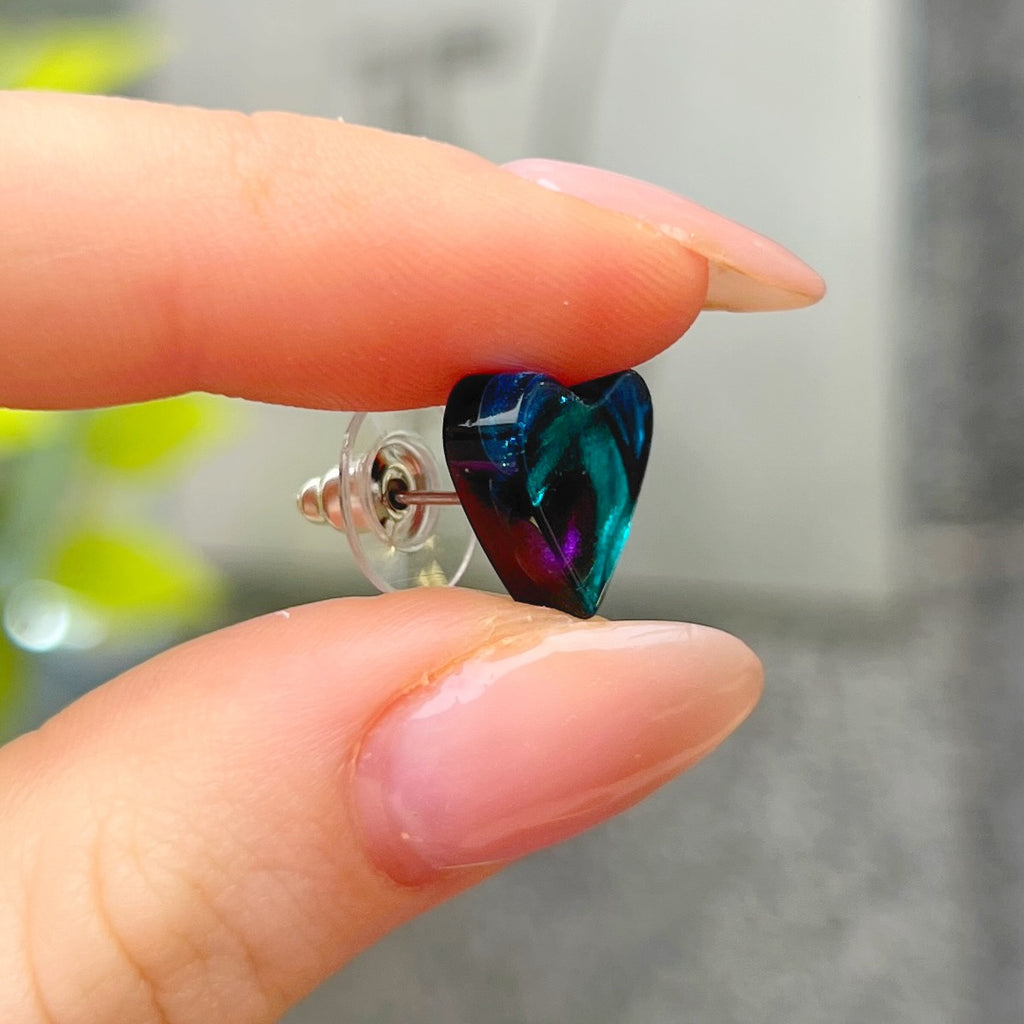 Pre-Order | Purple & Blue Love Heart Stud Earrings | Watch This Space