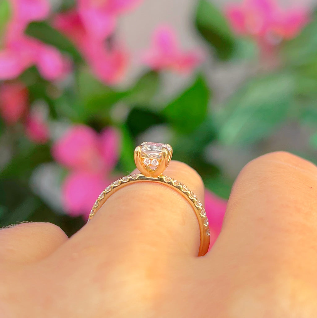 Radiant-Cut Lab-Grown Diamond 18ct Yellow Gold Engagement Ring | Size N