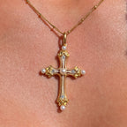 Freshwater Pearl & Cubic Zirconia 9ct Gold Plated Cross Necklace