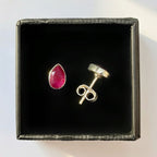 Pear-Cut Ruby Sterling Silver Dainty Stud Earrings