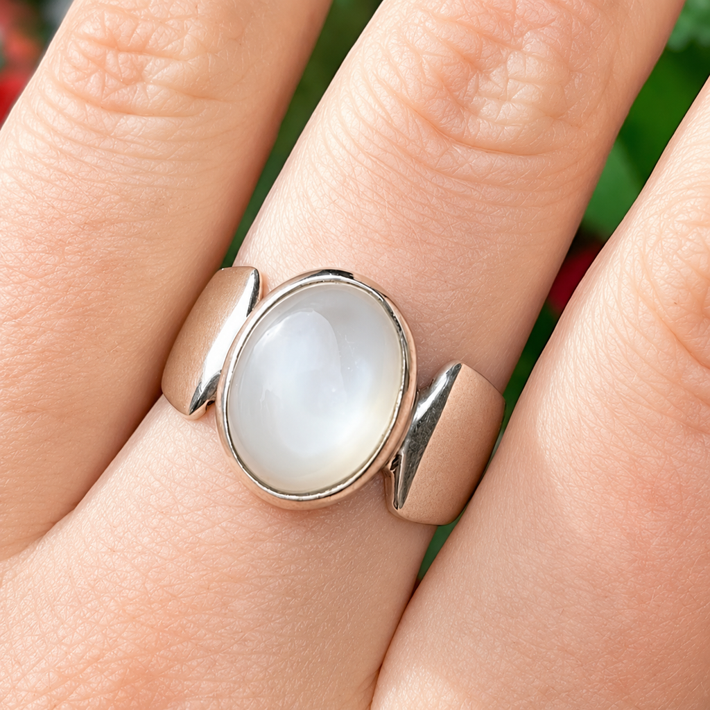 Moonstone Sterling Silver Chunky Ring | Size R ½