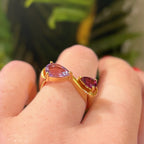 Burgundy & Lilac Gold Infinity 'Toi et Moi' Ring | Size M ½ | Unique & Co.