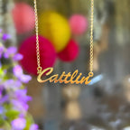 Made to Order Personalised 9ct Gold Script Name Dropper Necklace