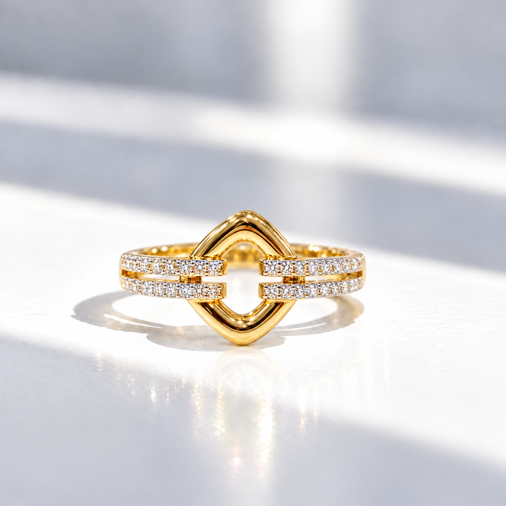 Diamond 9ct Yellow Gold Open Link Ring