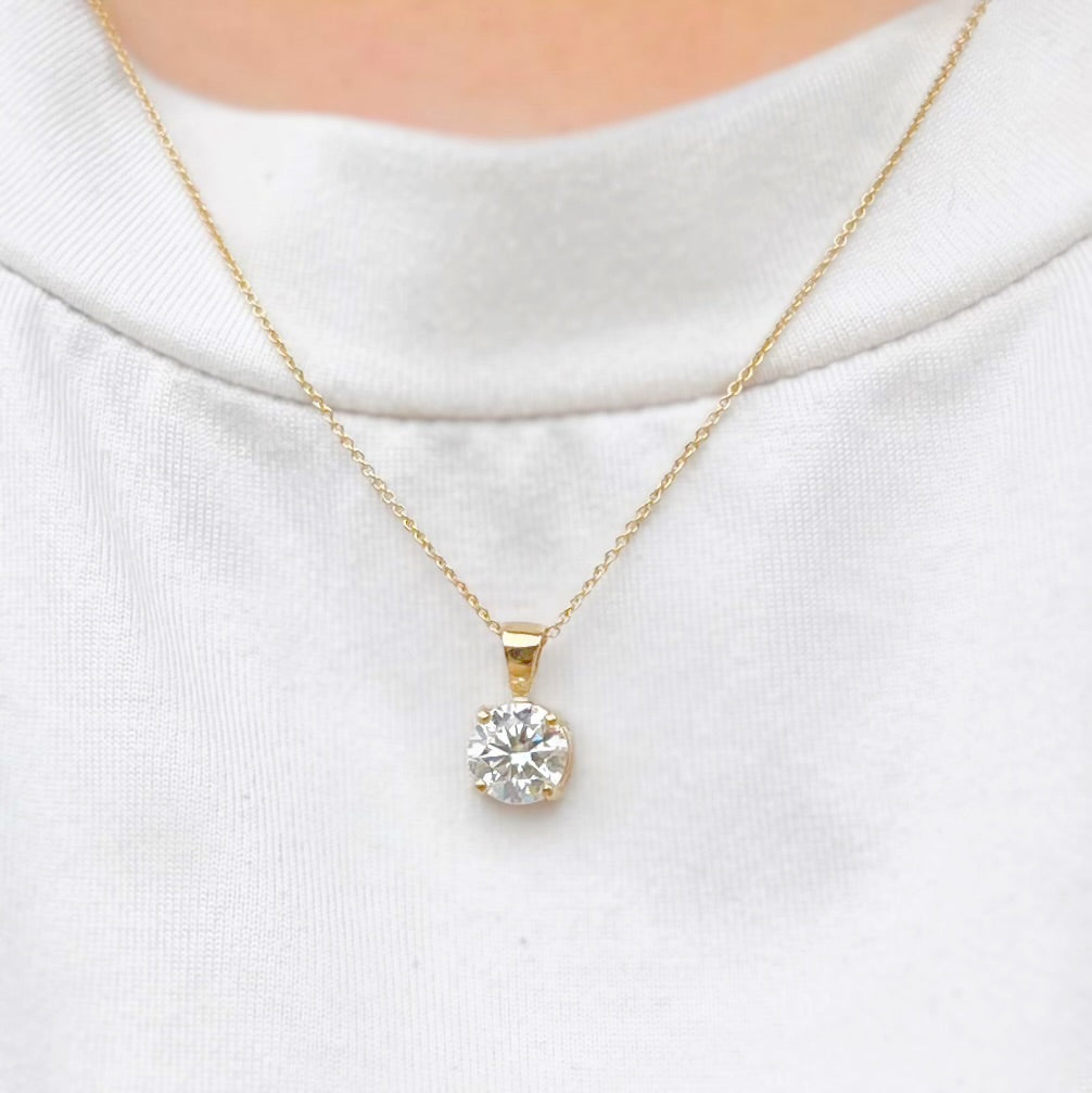 Lab-Grown Diamond 9ct Yellow Gold Solitaire Necklace