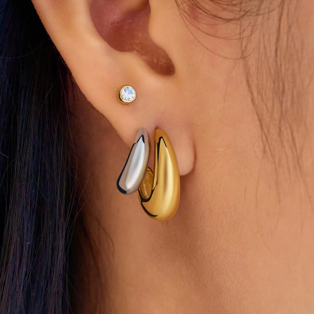 Two-Tone Dome Huggie Hoop Earrings | Ania Haie