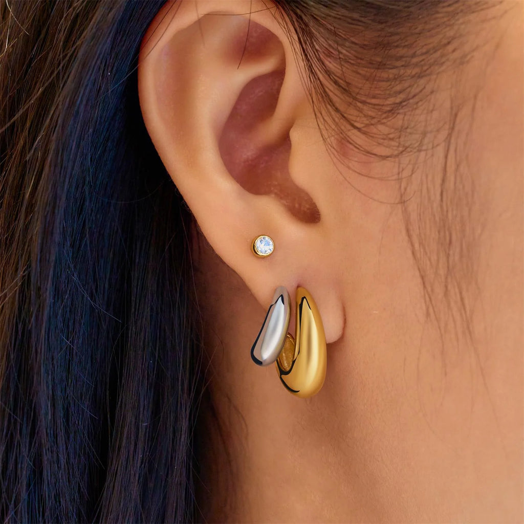 Two-Tone Dome Huggie Hoop Earrings | Ania Haie