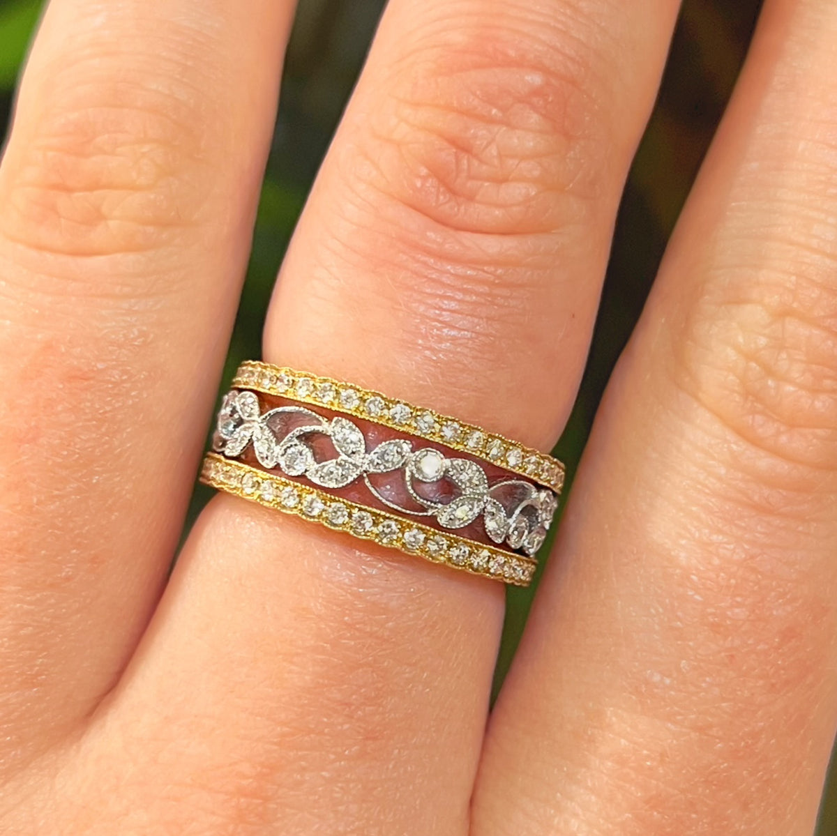Floral Inspired Diamond 18ct Yellow and White Gold Ring | Size N