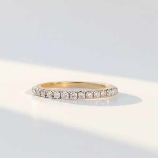 Modern 9ct Yellow Gold Half Eternity Diamond Band Ring - Size L ½