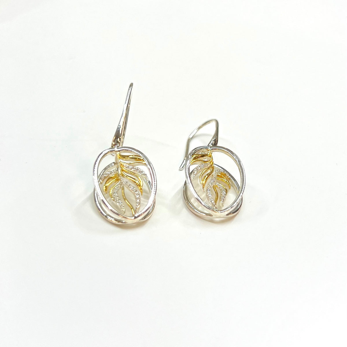 Cubic Zirconia Sterling Silver 9ct Gold Plated Drop Earrings | Unique & Co.