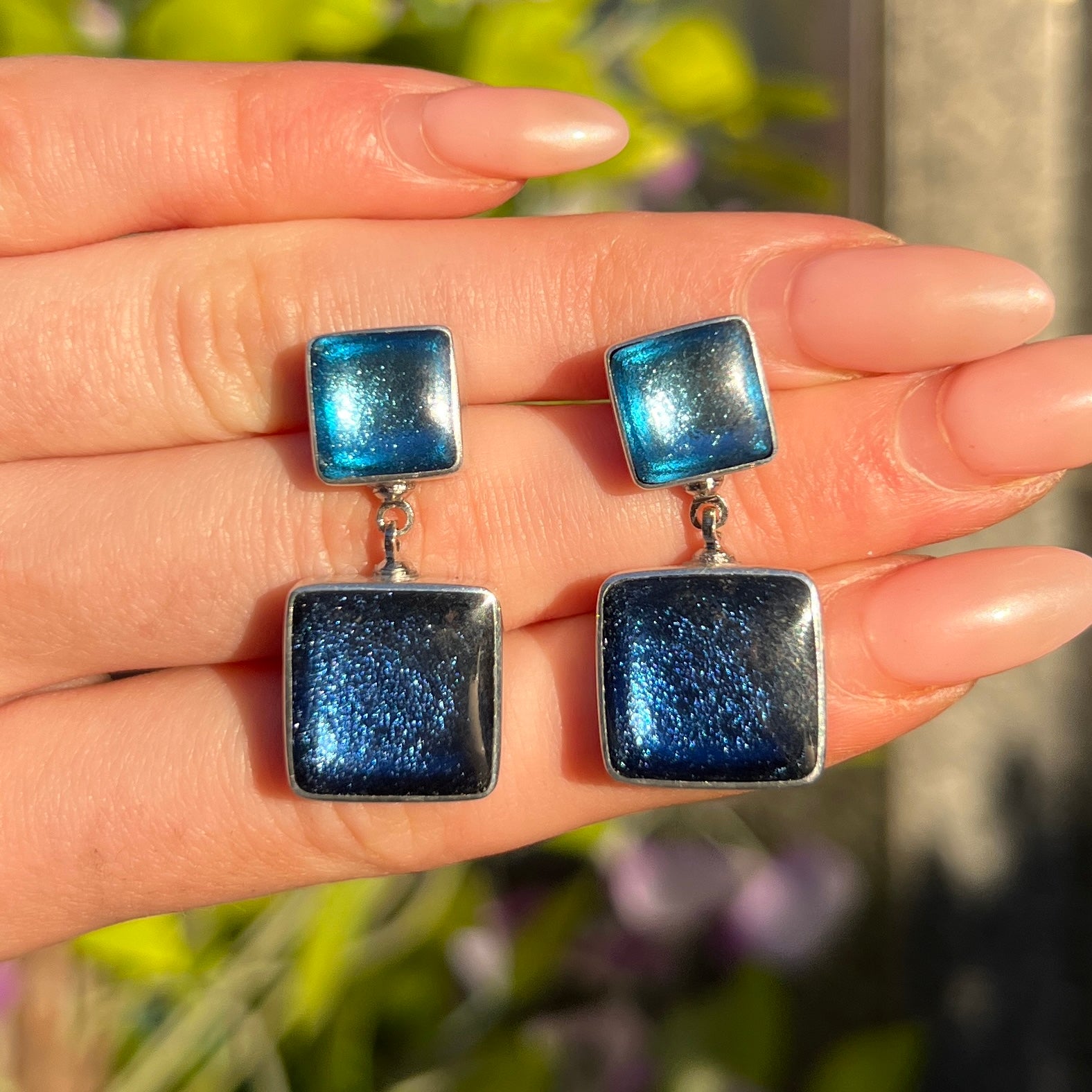 Blue Square Drop Earrings | Watch This Space