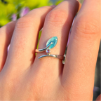 Scottish Cubic Zirconia Rowan Sage Enamel Leaf Sterling Silver Ring | Size L ½ | Sheila Fleet