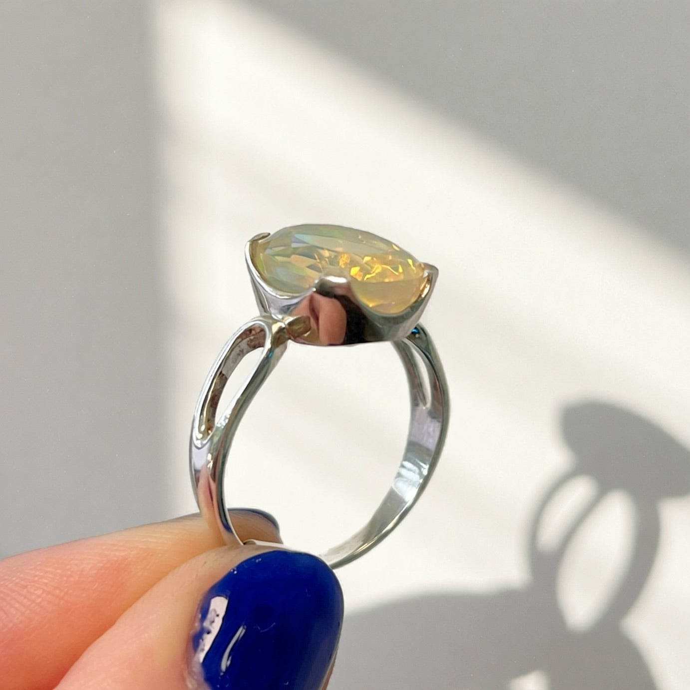 Natural Opal Sterling Silver Cocktail Ring | Size O