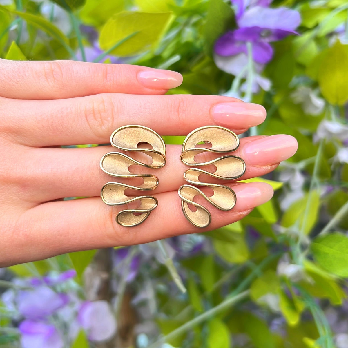 9ct Yellow Gold 3D Wave Design Earrings