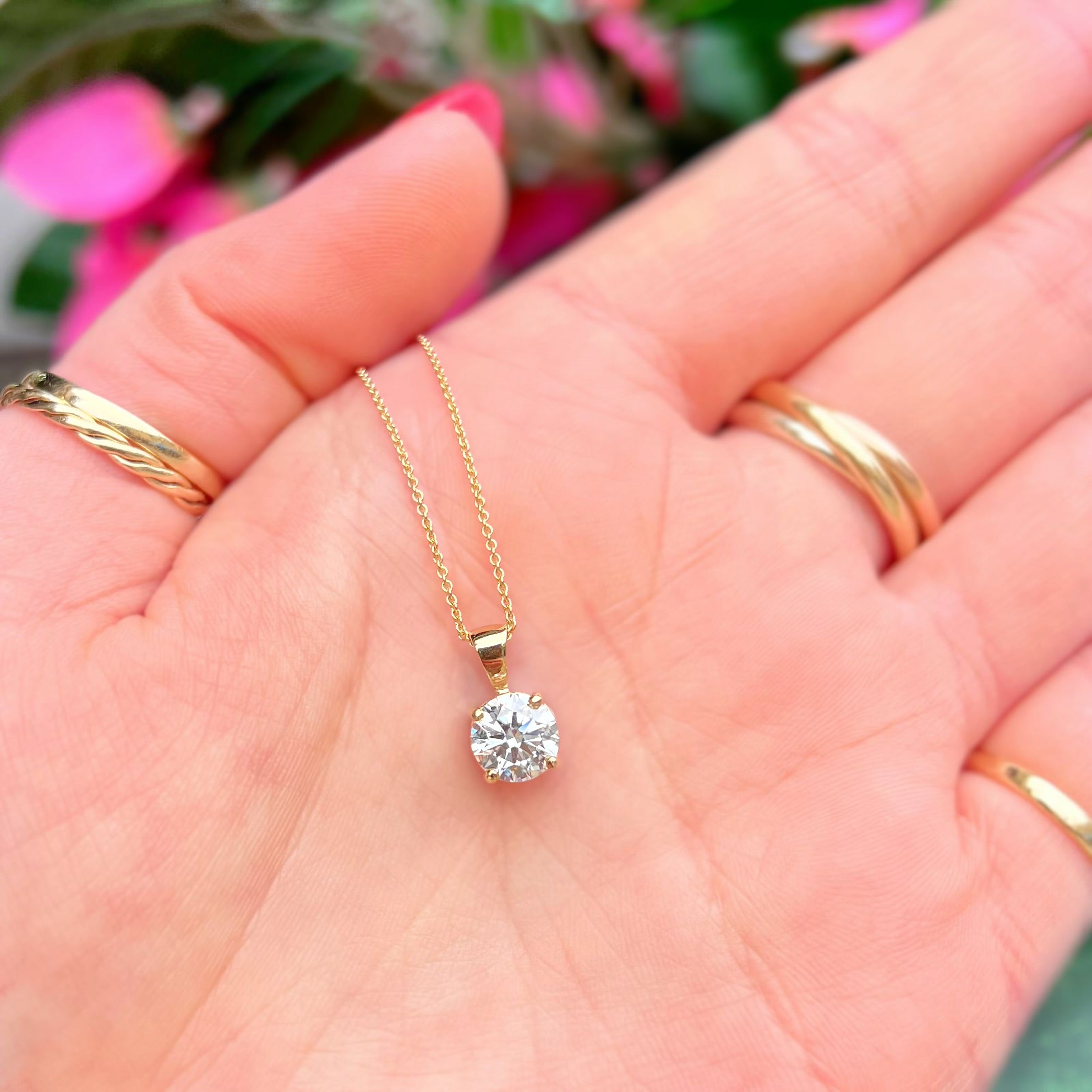 Lab-Grown Diamond 9ct Yellow Gold Solitaire Necklace