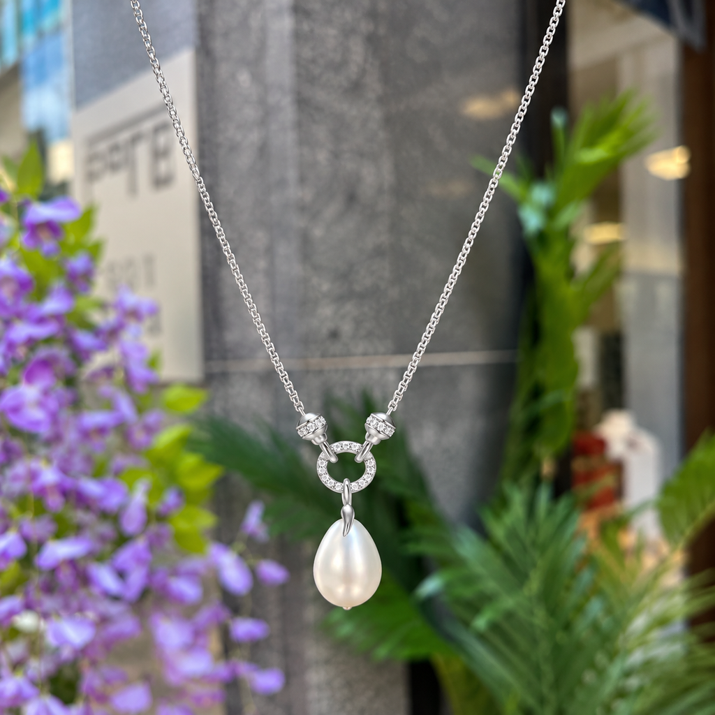 Silver Linked Shell Pearl Drop Pendant Necklace | Ania Haie