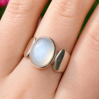 Moonstone Sterling Silver Chunky Ring | Size R ½