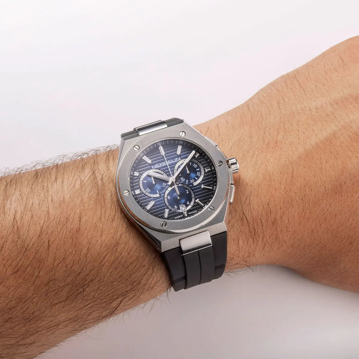 Herbelin Cap Camart Gents Stainless Steel Black Strap Blue Dial Watch