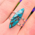 Marquise Turquoise Sterling Silver Ring | Size R