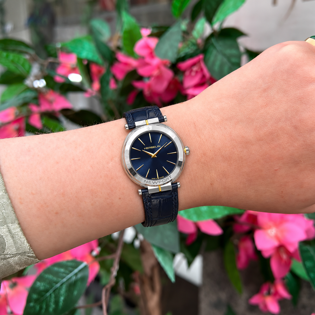 Herbelin | Newport Slim Steel Two-Tone Watch with Blue Dial | Ladies