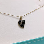Vintage Black Diamond 9ct Yellow Gold Witch's Heart Necklace