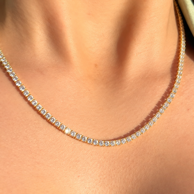 Gold on Silver Pavé Cubic Zirconia Tennis Necklace | Ania Haie