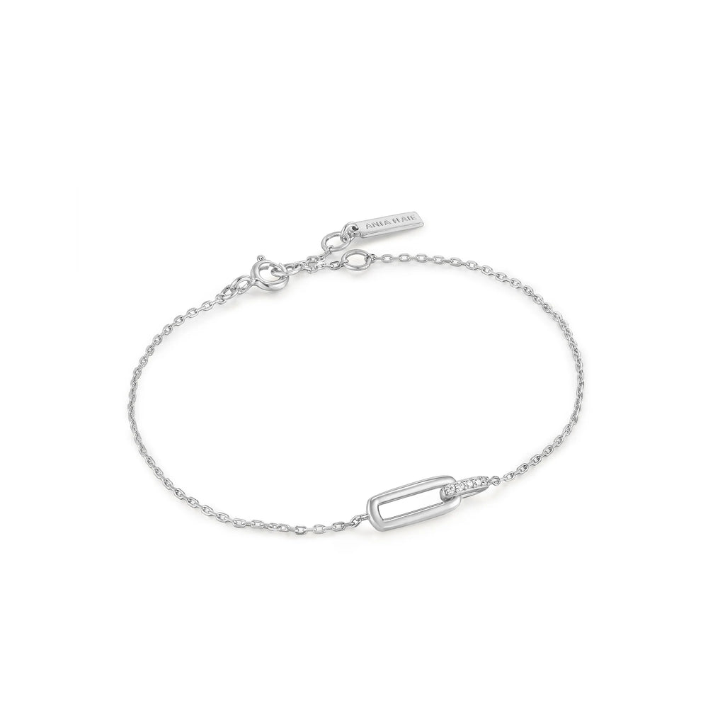 Sterling Silver Cubic Zirconia Glam Interlock Bracelet | Ania Haie