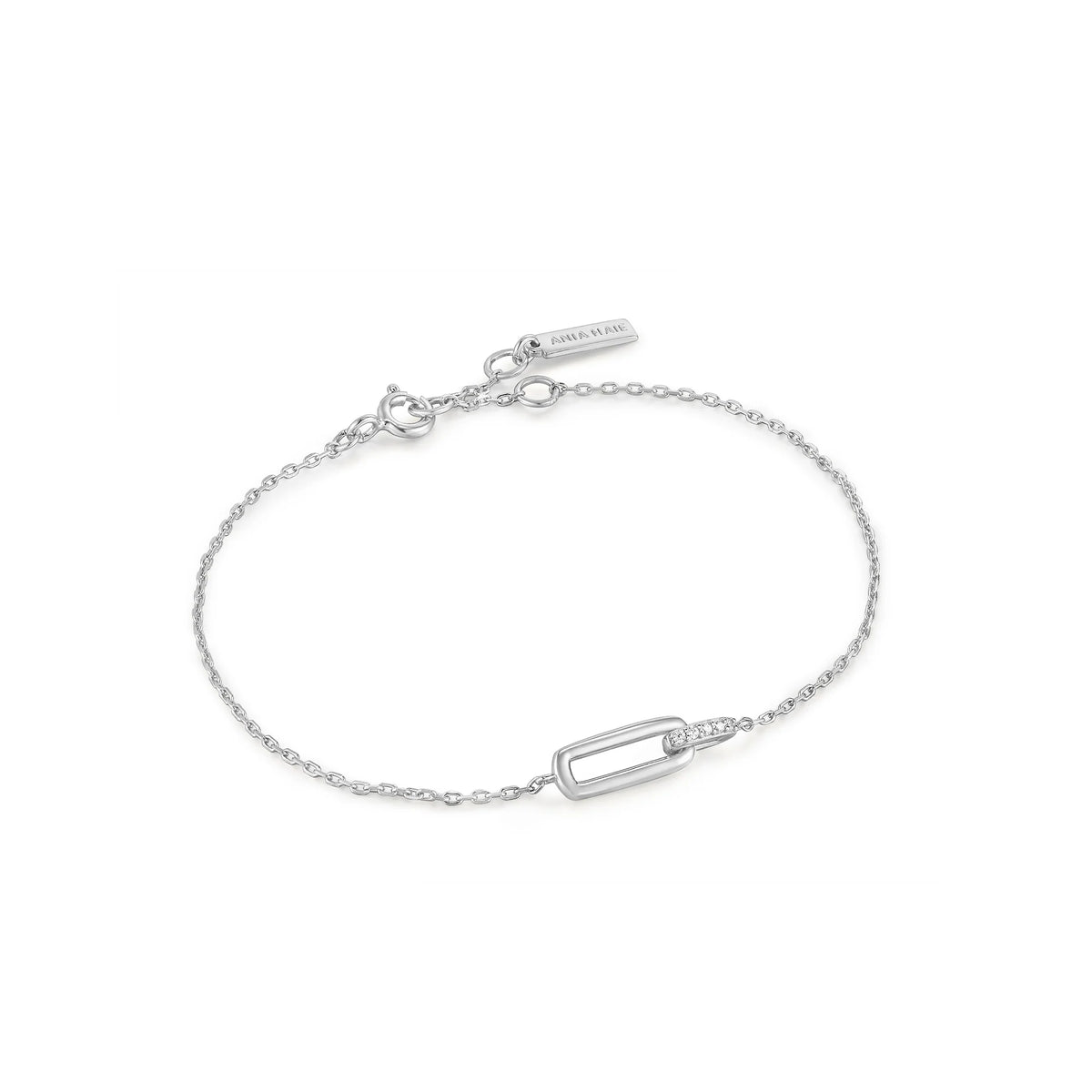 Sterling Silver Cubic Zirconia Glam Interlock Bracelet | Ania Haie