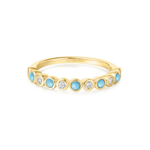 Ania Hae Gold Turquoise & Cubic Zirconia Ring - Size M ½