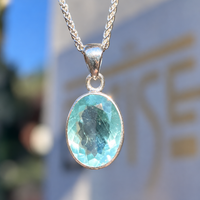 Oval Aquamarine Sterling Silver Pendant