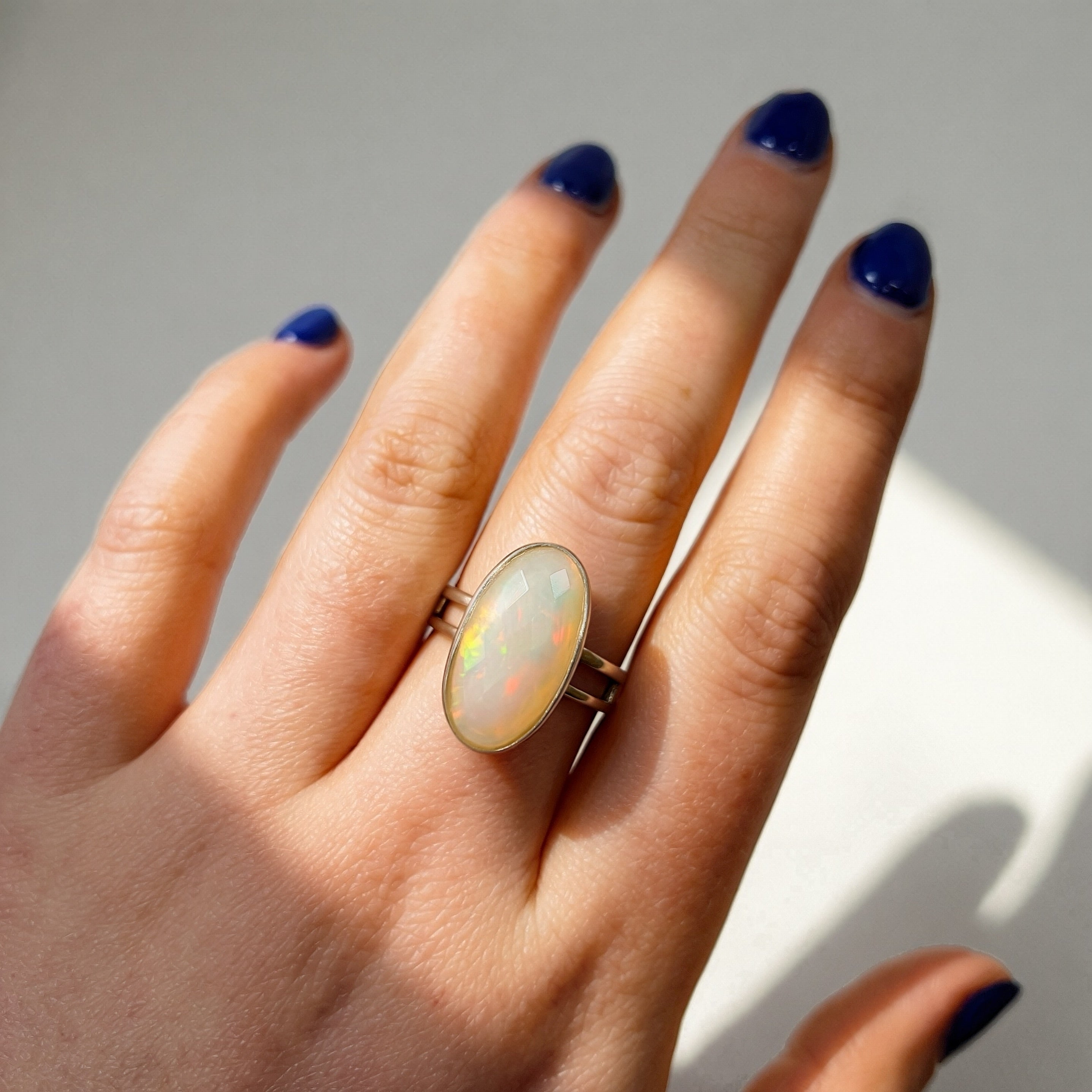 Natural Opal Sterling Silver Cocktail Ring | Size R ½