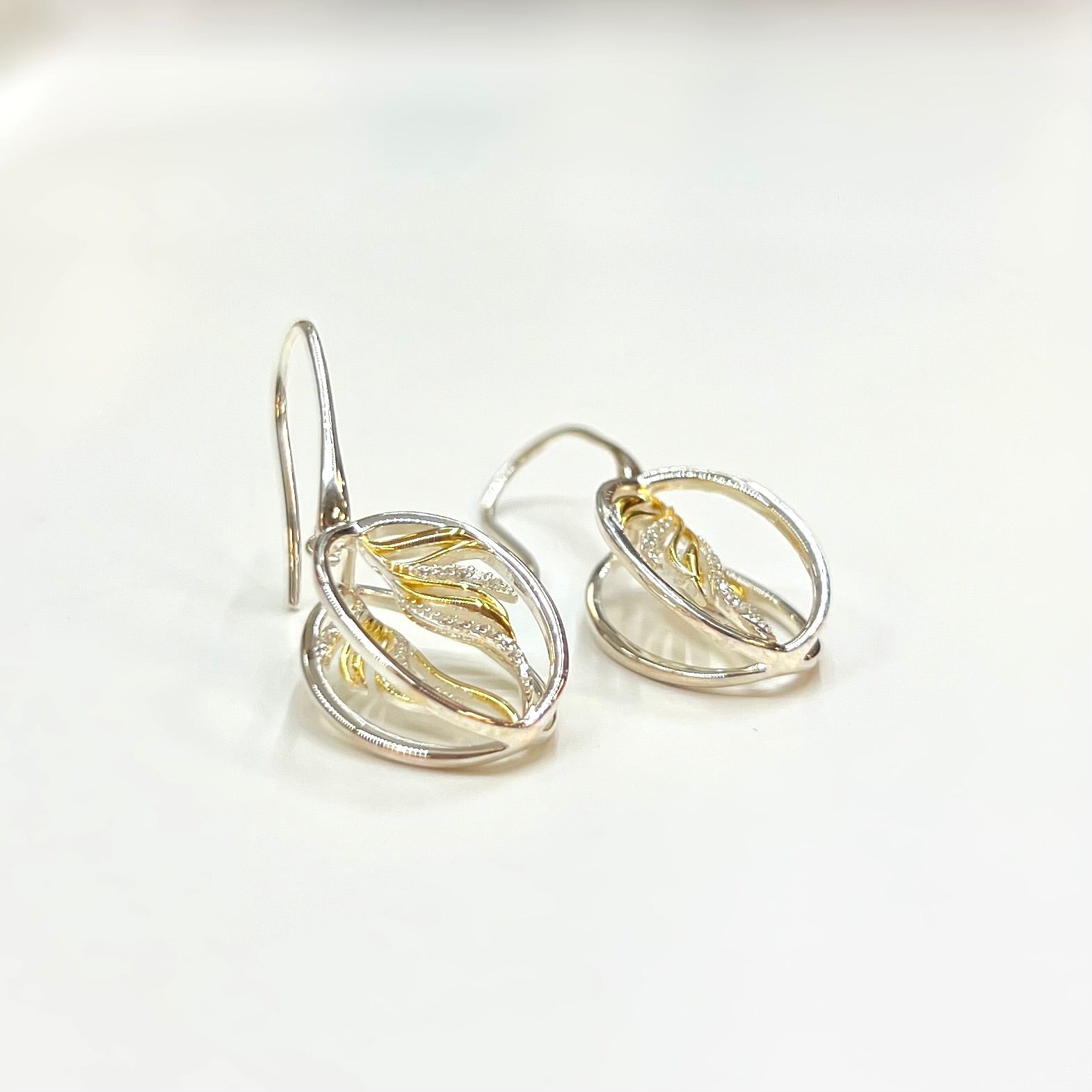 Cubic Zirconia Sterling Silver 9ct Gold Plated Drop Earrings | Unique & Co.