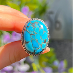 Turquoise Boho Sterling Silver Chunky Ring | Size R