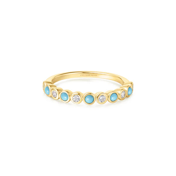 Ania Hae Gold Turquoise & Cubic Zirconia Ring - Size M ½