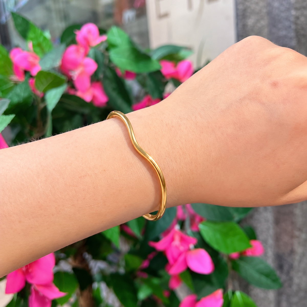 14ct Gold Plated Wave Cuff Bangle | Ania Haie