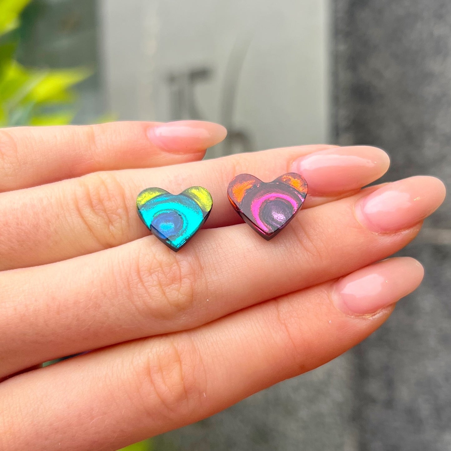 ‘Watch This Space’ Rainbow Love Heart Stud Earrings