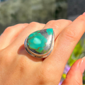 Pear Cut Green Turquoise Sterling Silver Ring | Size O