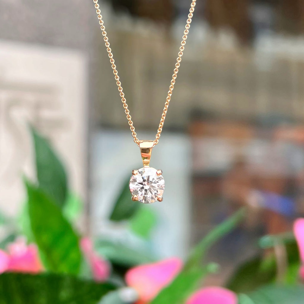 Lab-Grown Diamond 9ct Yellow Gold Solitaire Necklace