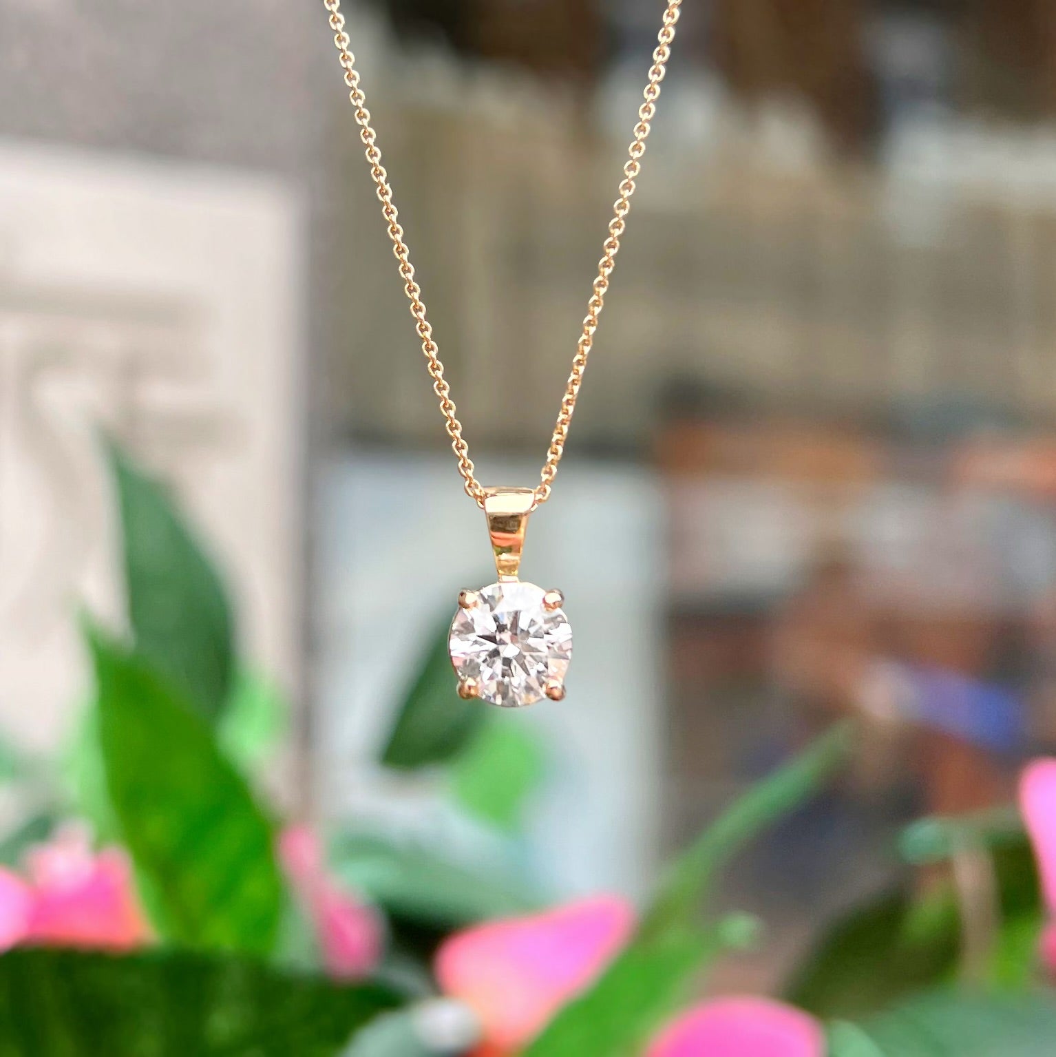 Lab-Grown Diamond 9ct Yellow Gold Solitaire Necklace