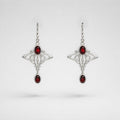 Garnet Sterling Silver Art Nouveau Inspired Drop Earrings
