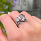 Butterfly Shoulder Rose Quartz Sterling Silver Ring | Size R