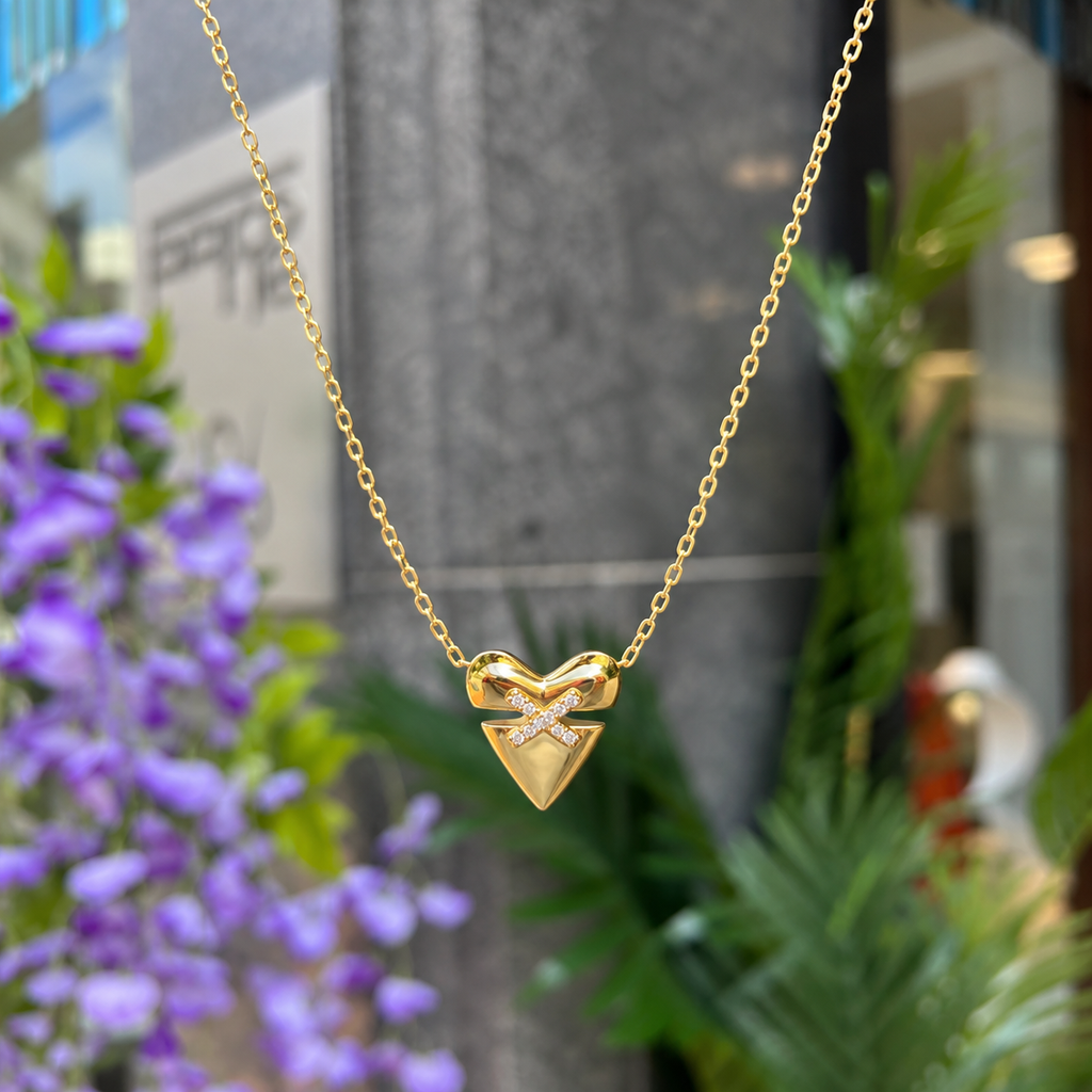 Gold Heart Kiss Pave Necklace | Ania Haie
