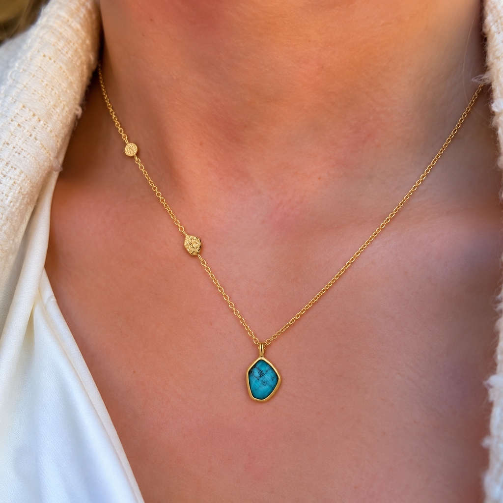Turquoise 14ct Gold Plated Pendant Necklace | Ania Haie