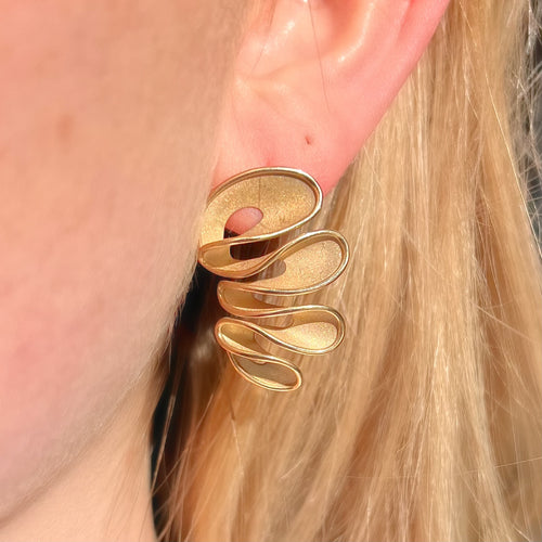 9ct Yellow Gold 3D Wave Design Earrings